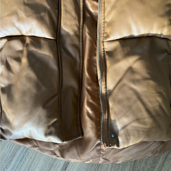 Apparis brown leather puffer coat - Picture 4 of 5